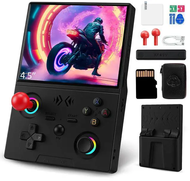 Main image of XF45V Retro Handheld Game Console, 4.5 Inch IPS HD Screen, Built-in 20,000+ Classic Games, 30+ Emulators, Portable Hand Held Open Source Linux System, 4000mAh Battery Retro Gaming Console(Black)
