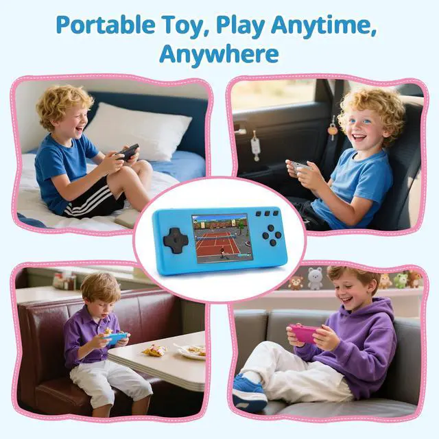 Alt view image 6 of 7 - 32 Bit Handheld Game Console for Kids Adults, Preloaded 300 Retro Video Games, 3.0" Color Display Rechargeable Portable Gaming Player, Mini Electronic Travel Toy Gift for Boys Girls