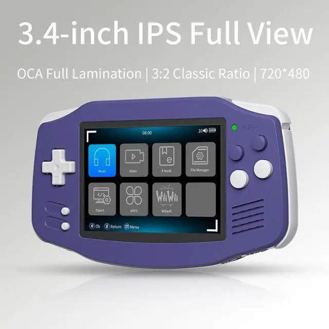 Alt view image 2 of 6 - Anbernic RG34XX Retro Handheld Game Console Linux OS 3.4 IPS 720*480 Screen 64G Card 5000+ Classic Games RG34XX H700 64-bit 3500mAh Battery Game Player Compatible with Bluetooth WiFi Indigo