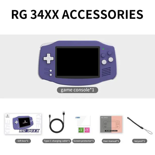 Alt view image 6 of 6 - Anbernic RG34XX Retro Handheld Game Console Linux OS 3.4 IPS 720*480 Screen 64G Card 5000+ Classic Games RG34XX H700 64-bit 3500mAh Battery Game Player Compatible with Bluetooth WiFi Indigo
