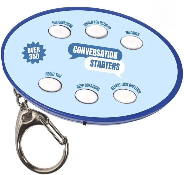 Main image of 350+ Electronic Conversation Starters Keychain - Audio Ice Breaker Game with 350+ Questions - 5 Categories: Fun, Would You Rather, Deep Questions - Portable Family Conversation Cards & Table Topics