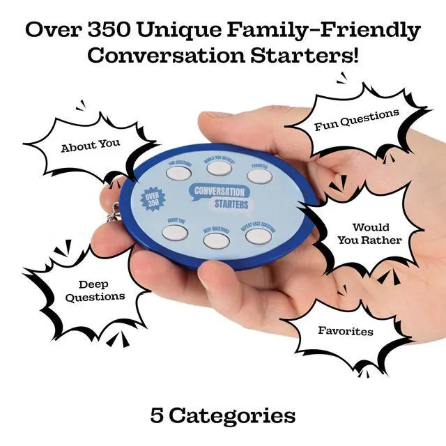 Alt view image 2 of 7 - 350+ Electronic Conversation Starters Keychain - Audio Ice Breaker Game with 350+ Questions - 5 Categories: Fun, Would You Rather, Deep Questions - Portable Family Conversation Cards & Table Topics
