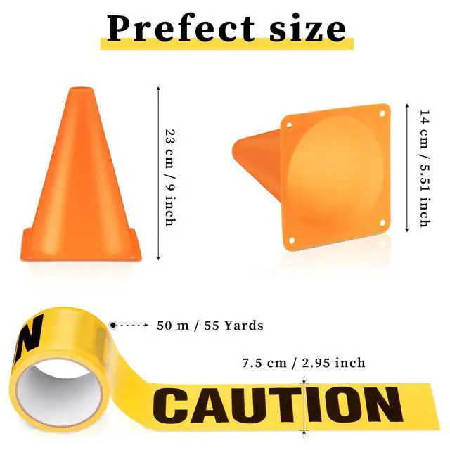 Alt view image 2 of 7 - 11pcs Construction Party Supplies Set with Mini Traffic Cones and Caution Tape for Construction Theme Birthday Party Decorations, Indoor and Outdoor Games Favors(9 Inch Tall,Solid)