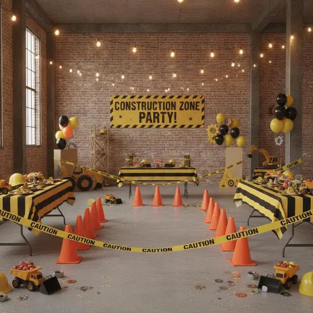 Alt view image 4 of 7 - 11pcs Construction Party Supplies Set with Mini Traffic Cones and Caution Tape for Construction Theme Birthday Party Decorations, Indoor and Outdoor Games Favors(9 Inch Tall,Solid)