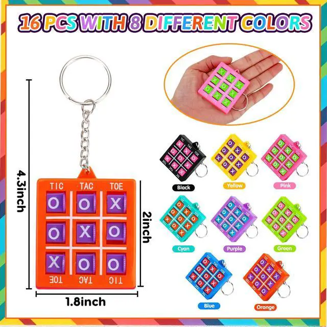 Alt view image 3 of 7 - 16PCS Tic Tac Toe Game Keychains Party Favors for Kids 4-8 8-12