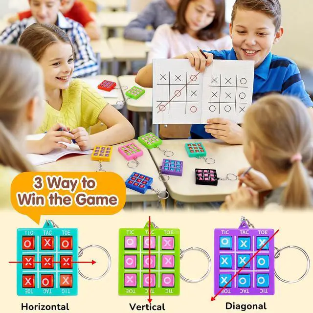 Alt view image 7 of 7 - 16PCS Tic Tac Toe Game Keychains Party Favors for Kids 4-8 8-12