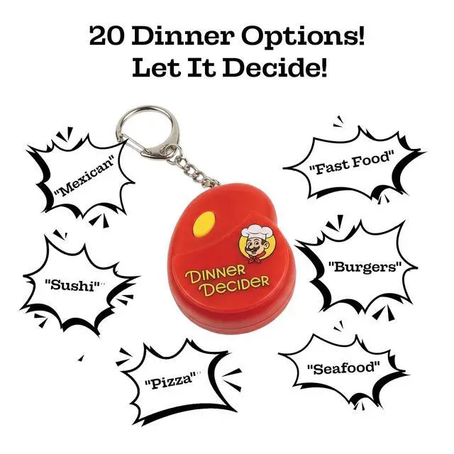 Alt view image 2 of 7 - Dinner Decider Electronic Keychain Food Decision Dice for Couples & Families | Date Night Electronic Dice Game with 20 Dinner Options | Fun Novelty Gift, Whats For Dinner, What to Eat Decider