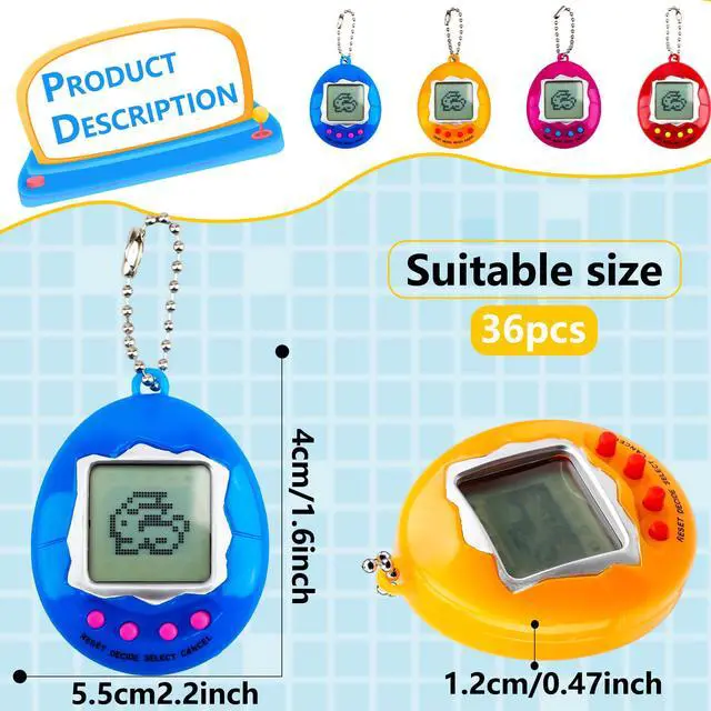 Alt view image 2 of 7 - 36 Pcs Virtual Pet Keychains Electronic Digital Pets Keyring Retro Handheld Game Nostalgic 90s Toy Keychain for Kids Birthday Party Gifts Goodie Bag Fillers