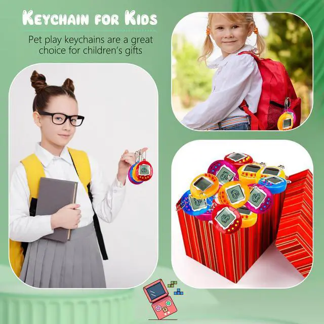 Alt view image 5 of 7 - 36 Pcs Virtual Pet Keychains Electronic Digital Pets Keyring Retro Handheld Game Nostalgic 90s Toy Keychain for Kids Birthday Party Gifts Goodie Bag Fillers