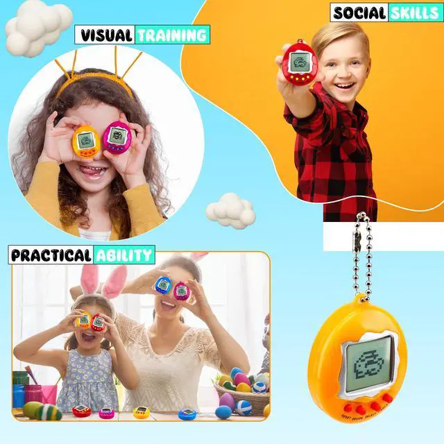 Alt view image 4 of 7 - 36 Pcs Virtual Pet Keychains Electronic Digital Pets Keyring Retro Handheld Game Nostalgic 90s Toy Keychain for Kids Birthday Party Gifts Goodie Bag Fillers