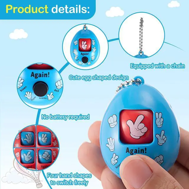 Alt view image 3 of 6 - 100 Pcs Rock Paper Scissors Random Toy 2 x 1.5 Inch Mini Random Rock Paper Scissors Game Egg Toy Keychain Prop for Party Favor Goodie Bag Stuffer Gift, 4 Color, No Battery Needed (Bright)