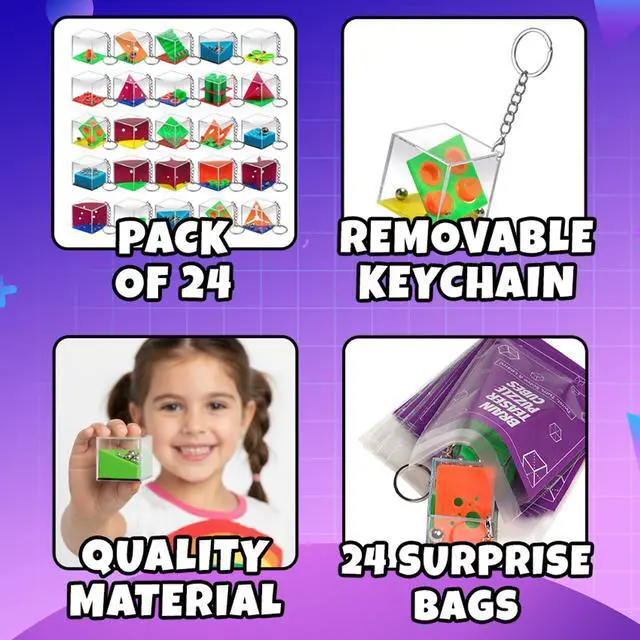 Alt view image 2 of 7 - Brain Teaser Puzzle Cubes Keychains (24-Pack) Mini Maze Party Favor Toys