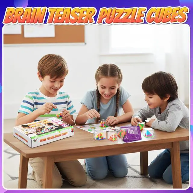 Alt view image 5 of 7 - Brain Teaser Puzzle Cubes Keychains (24-Pack) Mini Maze Party Favor Toys