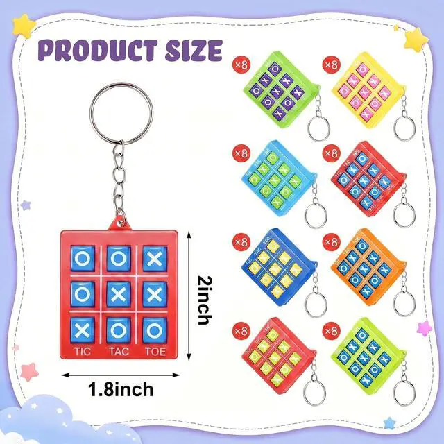 Alt view image 2 of 6 - 64 Pcs Tic Tac Toe Game Keychains Party Favors Bulk