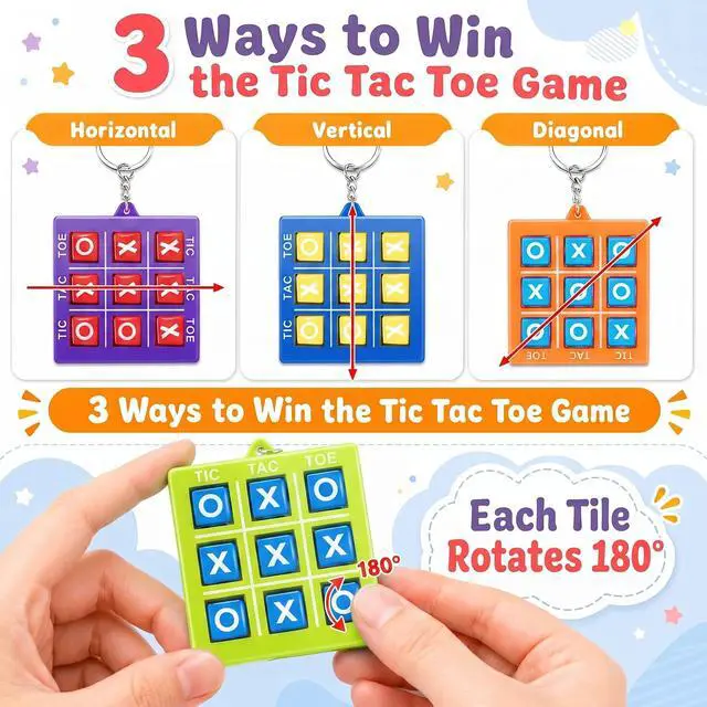 Alt view image 3 of 6 - 64 Pcs Tic Tac Toe Game Keychains Party Favors Bulk