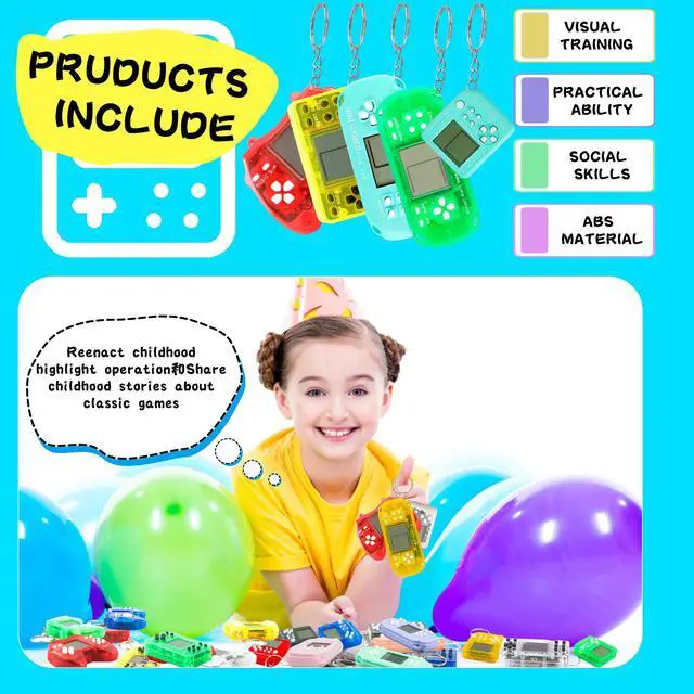 Alt view image 3 of 7 - 51 Pack Mini Video Game Keychain Video Game Party Favors Multicolor Video Game Keychains Bulk for Classroom Prizes Birthday Gifts Goodie Bag Fillers, 4 Styles