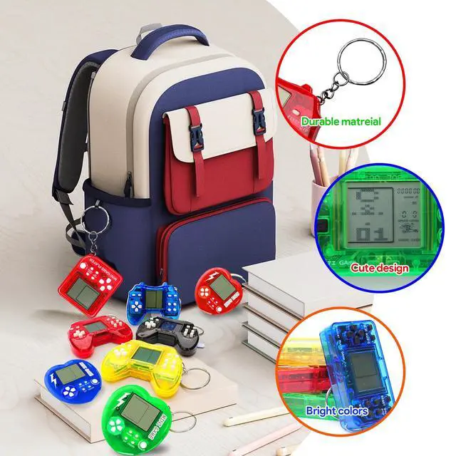Alt view image 6 of 7 - 12Pcs Video Game Party Favors, Valentines Day Gifts Mini Video Game Birthday Decorations Game Keychains, Return Gifts for Birthday Party Supplies for Kids Classroom Prizes