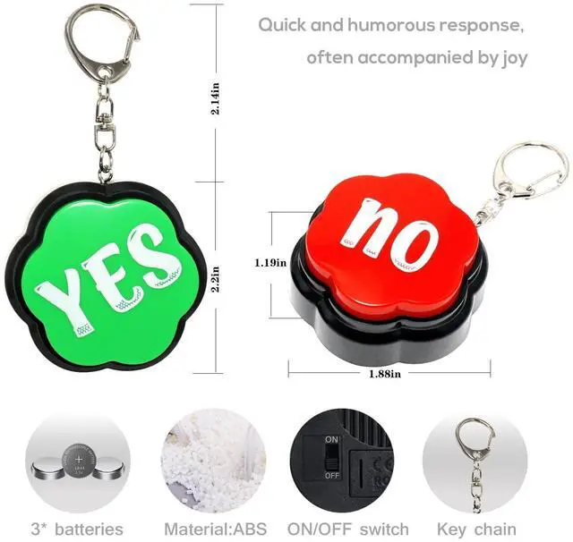 Alt view image 3 of 7 - Yes No Sound Buzzers, Portable Keychain Buttons with Sound, Answer Buzzers Set of 2, Buzzers for Game Show