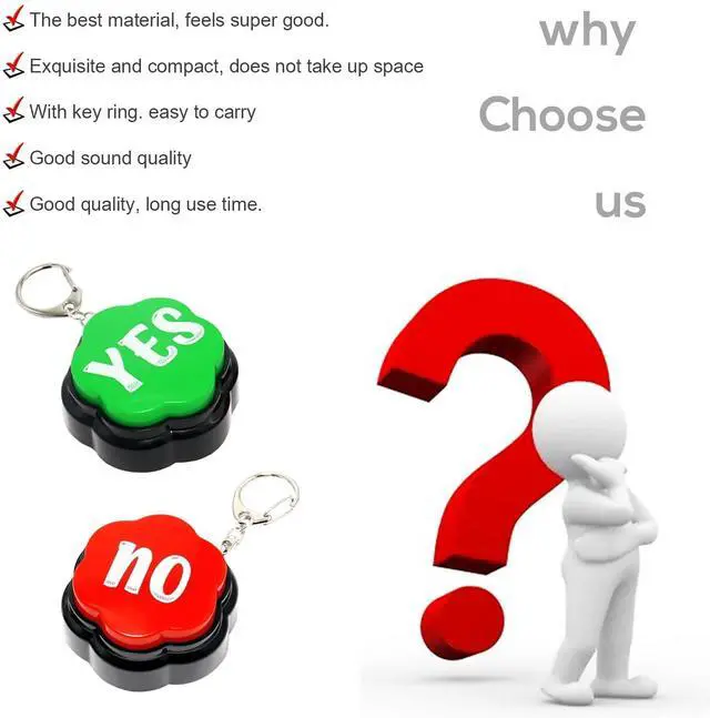 Alt view image 4 of 7 - Yes No Sound Buzzers, Portable Keychain Buttons with Sound, Answer Buzzers Set of 2, Buzzers for Game Show