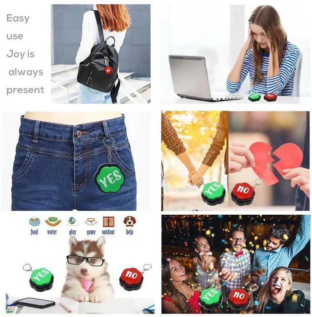 Alt view image 2 of 7 - Yes No Sound Buzzers, Portable Keychain Buttons with Sound, Answer Buzzers Set of 2, Buzzers for Game Show