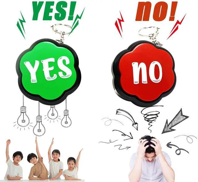 Alt view image 6 of 7 - Yes No Sound Buzzers, Portable Keychain Buttons with Sound, Answer Buzzers Set of 2, Buzzers for Game Show