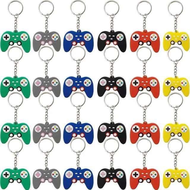 Main image of 24PCS Video Game Controller Keychains in 6 Colors Video Game Party Controller Handle Key Ring Game Controller Keychain for Video Game Party Favors Birthday Baby Shower