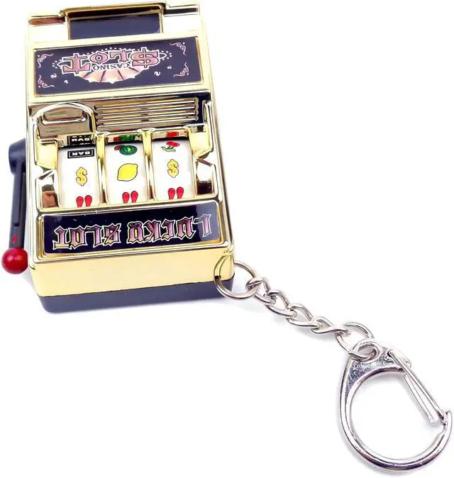 Alt view image 2 of 5 - Mini Slot Machine Toy, Lucky Bank with Keychain Gold