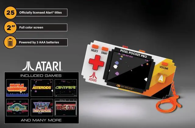 Alt view image 2 of 3 - Atari Pixel Pocket Pro: Preloaded Handheld, 25 Atari 2600 Games, Keychain Arcades