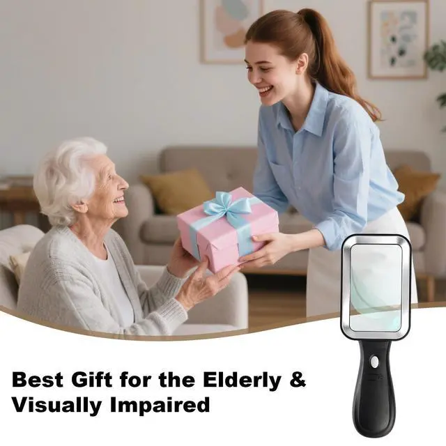 Alt view image 7 of 7 - 10X Magnifying Glass with Light, Rechargeable Magnifier with 3 Color Modes, Lighted Magnifying Glass Handheld for Seniors Reading Low Vision, Inspection, Close Work