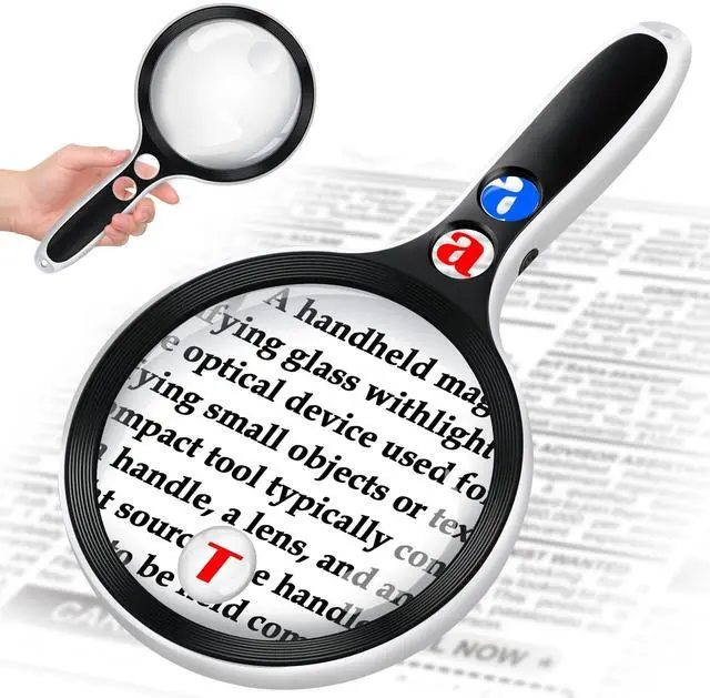 Main image of Large Magnifying Glass with Lights,10X 25X 45X 60X Lighted Magnifier