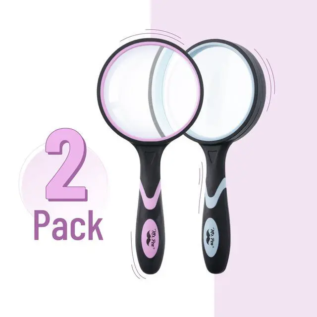 Alt view image 2 of 7 - Magnifying Glass, 2 Pack, 10X Magnifier, 75mm Glass Lens