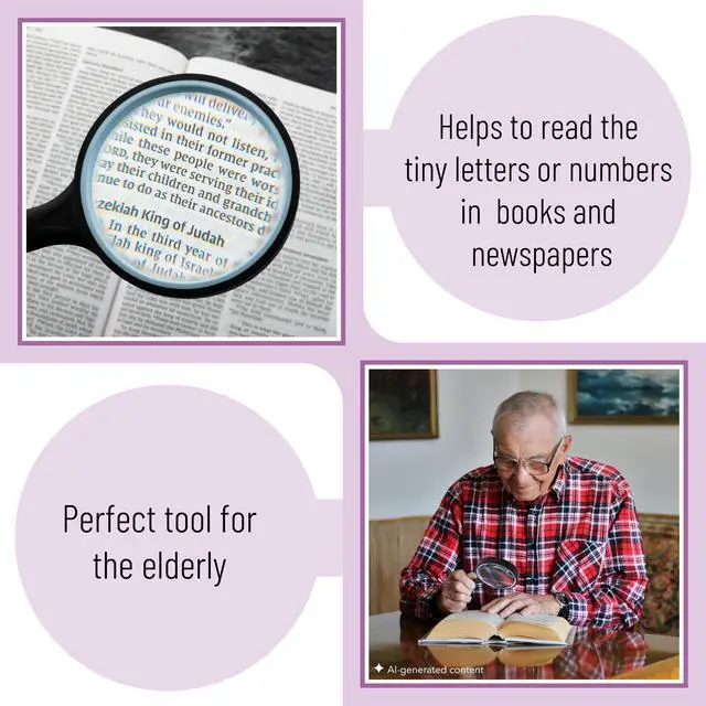 Alt view image 4 of 7 - Magnifying Glass, 2 Pack, 10X Magnifier, 75mm Glass Lens