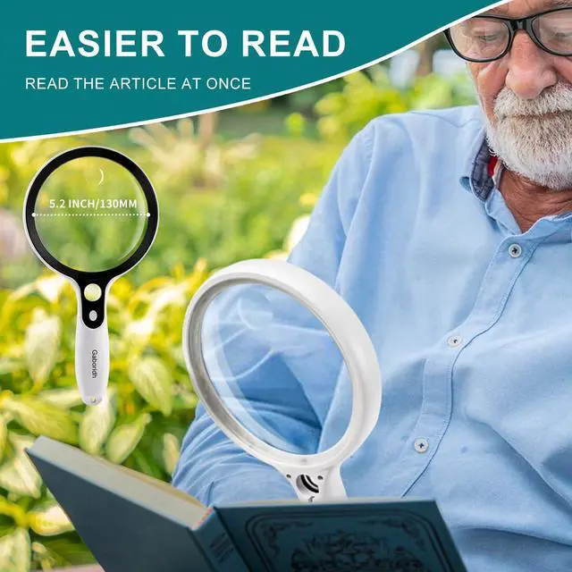 Alt view image 3 of 7 - Large Magnifying Glass with 37 LED Light, 10X 20X 45X Handheld Illuminated Lighted Magnifier with 3 Light Modes for Seniors Reading, Inspection, Coins, Exploring Close Work