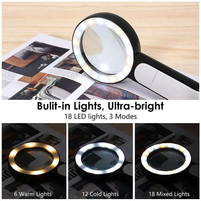 Alt view image 3 of 7 - 30X Magnifying Glass with Light for Close Work,Reading,Coins,Jewelry