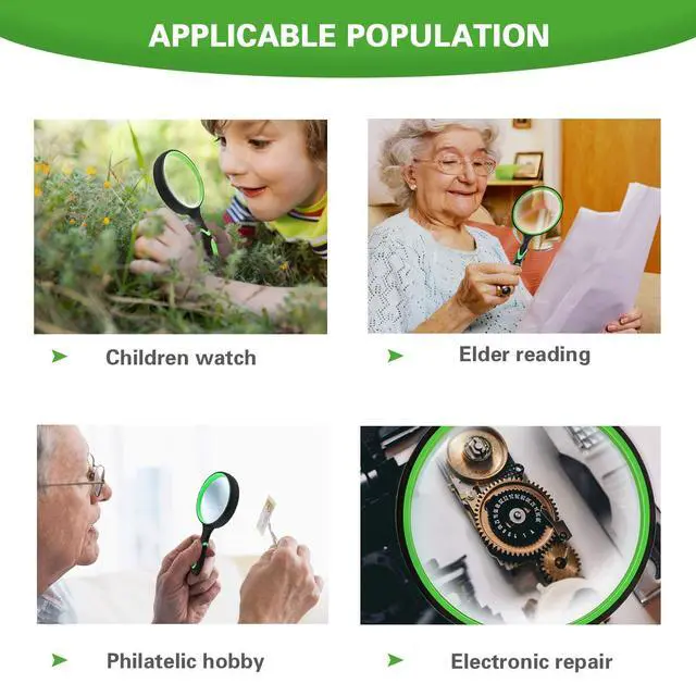 Alt view image 7 of 7 - Handheld Magnifying Glass for Seniors & Kids, 75mm