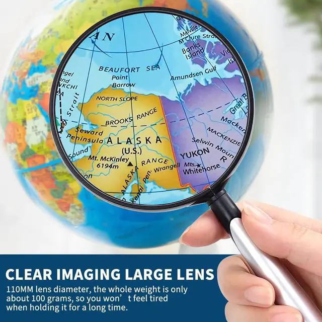 Alt view image 3 of 7 - 10X 30X Handheld Magnifying Glass for Reading - 110mm Diameter, PMMA Lens, Lightweight ABS Frame, Large Magnifier for Kids Seniors,Suitable for Close Work Hobbies and Science