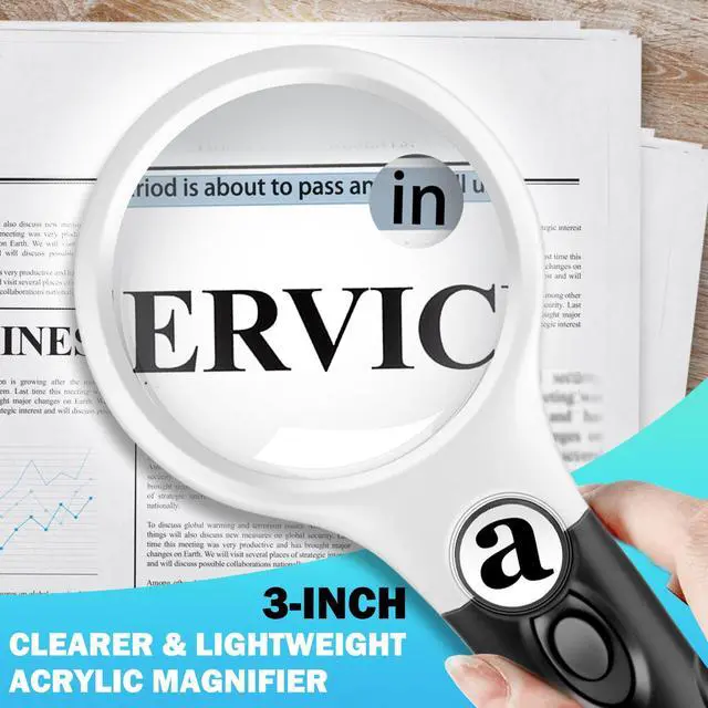 Alt view image 5 of 7 - Compact Magnifying Glass with Lights,45X 10X 5X Small Handheld Lighted Magnifier, 3 LED Light Magnifying Glass for Reading Small Prints & Low Vision Seniors B&W