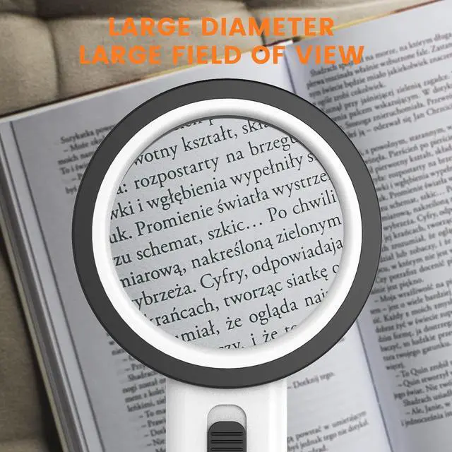 Alt view image 5 of 7 - Magnifying Glass with Light, Double-Layer Glass Lens Handheld Large Magnifying Glass 12 LED Lighted Magnifier for Seniors Reading, Coins, Jewelry, Close Working
