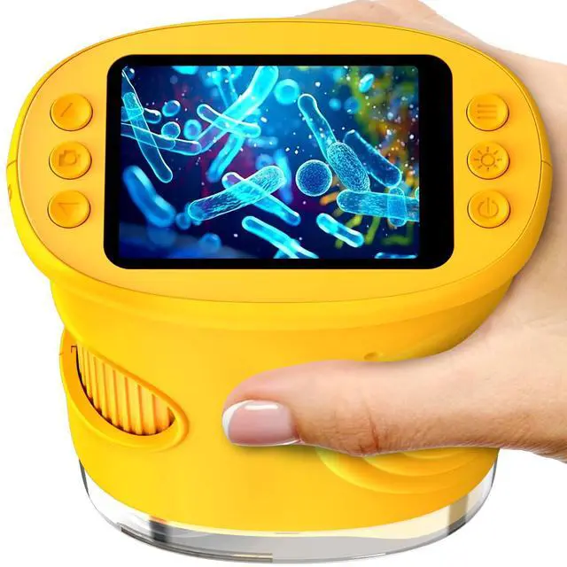 Main image of 1000X Digital Handheld Microscope for Kids with 2.0" IPS Screen, Outdoor Toys Portable STEM Science Lab Gifts, Rechargeable Pocket Microscope Educational Toy for Boys & Girls Age 4-6 8-12, Orange