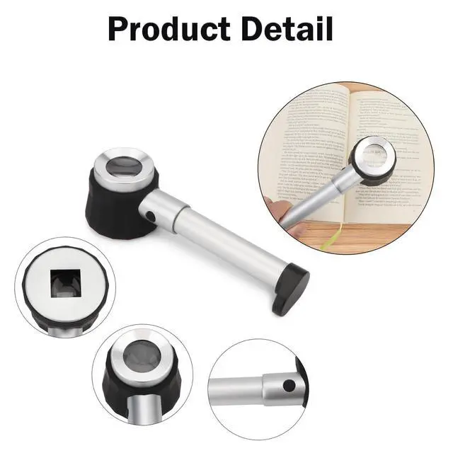 Alt view image 4 of 7 - Jewelers Loupe Magnifiers 10X Magnifying Glass with Light Magnifying Lens with Light Scale and Measure Scale for Jewelry, Seniors Read, Map, Stamps, Macular Degeneration, Inspection