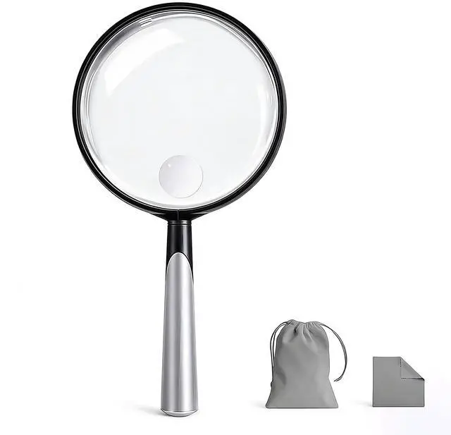 Main image of 10X Handheld Magnifying Glass for Reading- 90mm Diameter, PMMA Lens, Lightweight ABS Frame, Reading Magnifier for Seniors,Suitable for Close Work Hobbies and Science