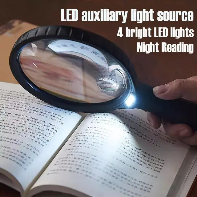 Alt view image 4 of 7 - Lighted Magnifying Glass Handheld10X / 25X Large Magnifying Glass with LightLed Magnifiers for Seniors,Reading Books, Medicine Bottle Small Font
