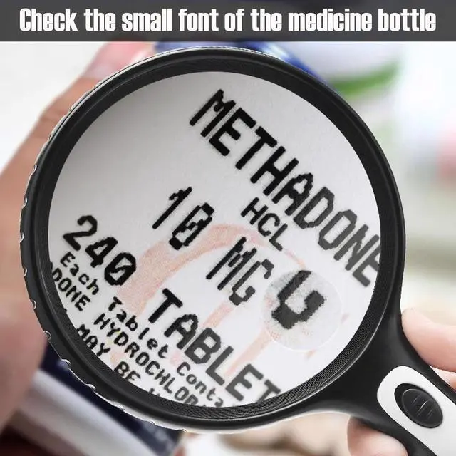 Alt view image 3 of 7 - Lighted Magnifying Glass Handheld10X / 25X Large Magnifying Glass with LightLed Magnifiers for Seniors,Reading Books, Medicine Bottle Small Font