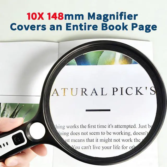 Alt view image 2 of 7 - Large Magnifying Glass with Light, 5.8 Inch 10X Lens