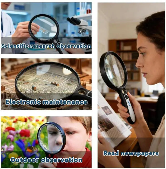 Alt view image 6 of 7 - Large Magnifying Glass with Light, 5.8 Inch 10X Lens