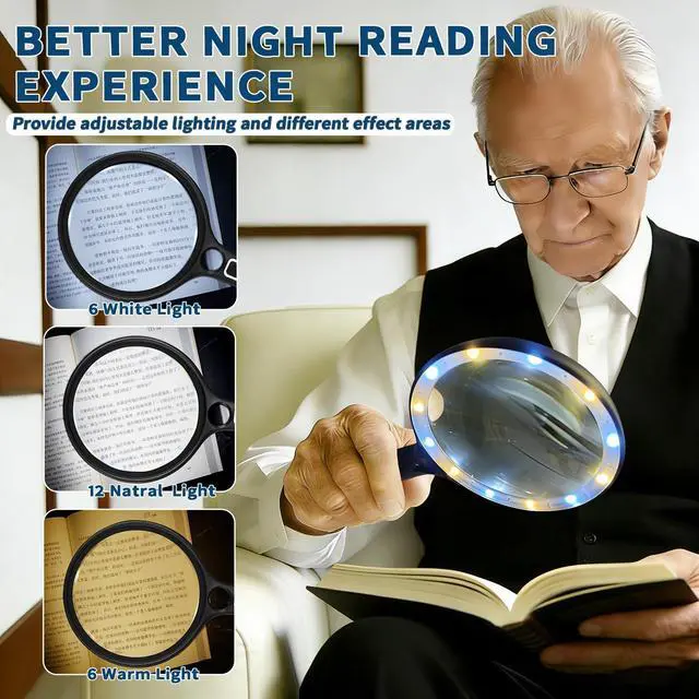 Alt view image 3 of 7 - Large Magnifying Glass with Light, 5.8 Inch 10X Lens