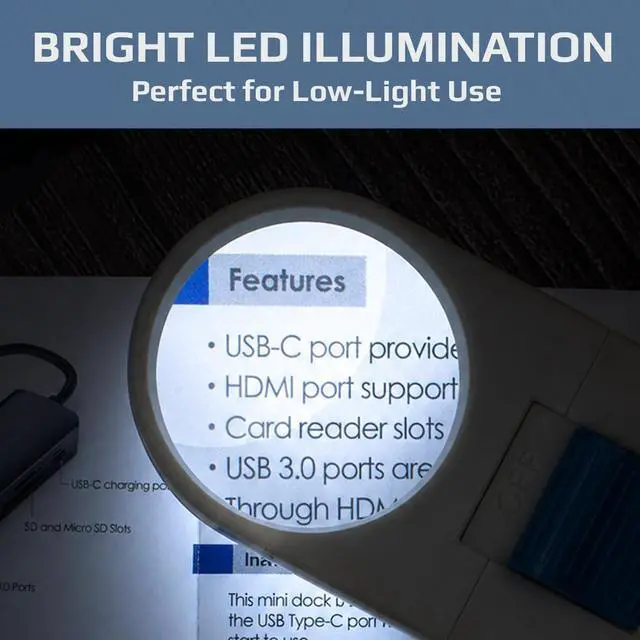 Alt view image 5 of 7 - Illuminated Hand Held 7x LED Lighted Aspheric Magnifier with 1.5'' Lens Diameter (SV-70),White (Pack of 1)