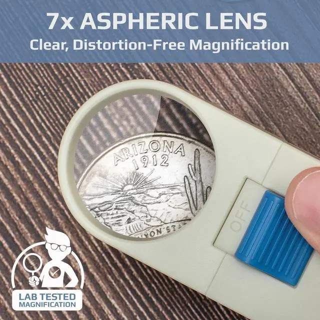 Alt view image 4 of 7 - Illuminated Hand Held 7x LED Lighted Aspheric Magnifier with 1.5'' Lens Diameter (SV-70),White (Pack of 1)