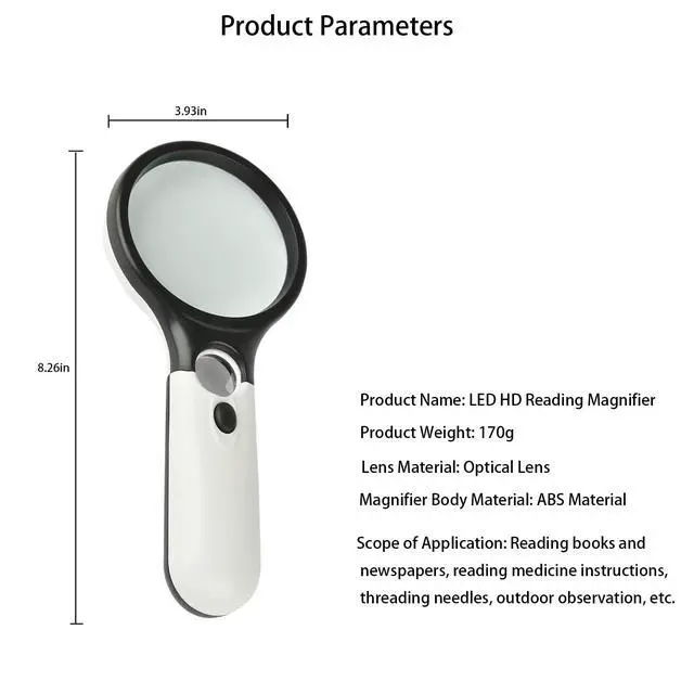 Alt view image 2 of 7 - Magnifying Glass with Light, Portable Handheld Reading Magnifier