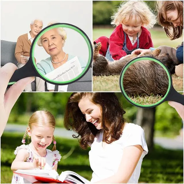 Alt view image 4 of 7 - 10X Shatterproof Magnifying Glass 10X Large Handheld Magnifying Glass for Seniors Kids 75mm Magnifying Lens with Non-Slip Rubber Handle Magnifier Glass for Reading Science Insect Hobby Observation